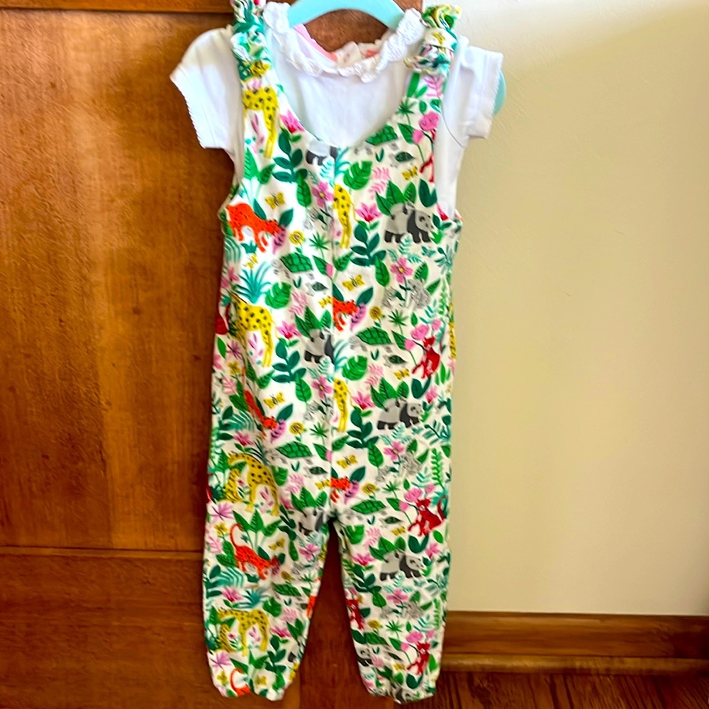 Mini Boden Jumpsuit with Ruffled White Bodysuit